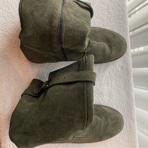 Olive Green Suede Boots